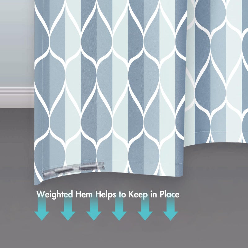 Gelbchu Dark Blue Geometric Shower Curtain  Waterproof Design and Polyester  Quick-Drying  Weighted Hem  Modern Shower Curtains Set for Bathroom W 72 x H 72  Machine Washable with 12 Hooks - Image 4